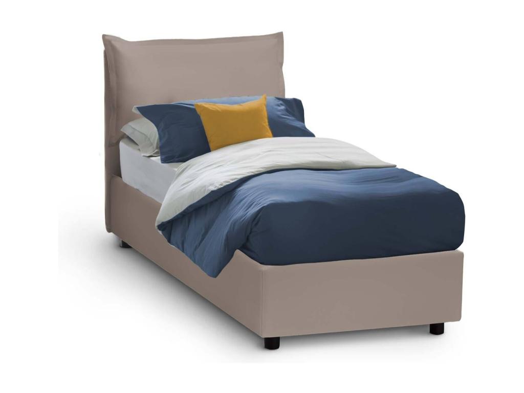 Doucezen Single Bed with Storage Bed in Eco-Leather Upholstery, Made in Italy, Front Opening, Includes 90x200 cm Mattress