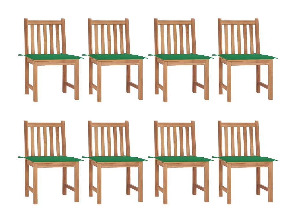 8-piece garden chair set with cushions, solid teak wood