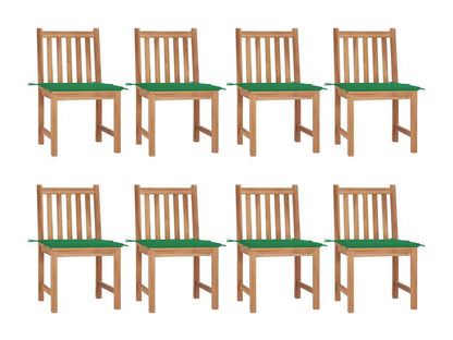 8-piece garden chair set with cushions, solid teak wood
