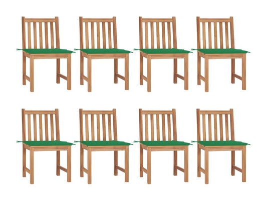 8-piece garden chair set with cushions, solid teak wood