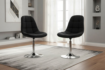 Set of 2 Office Chairs - Fabric / Chrome Metal - Black - Doucezen