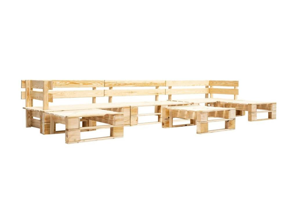 6-piece pallet garden sofas, natural wood, 2