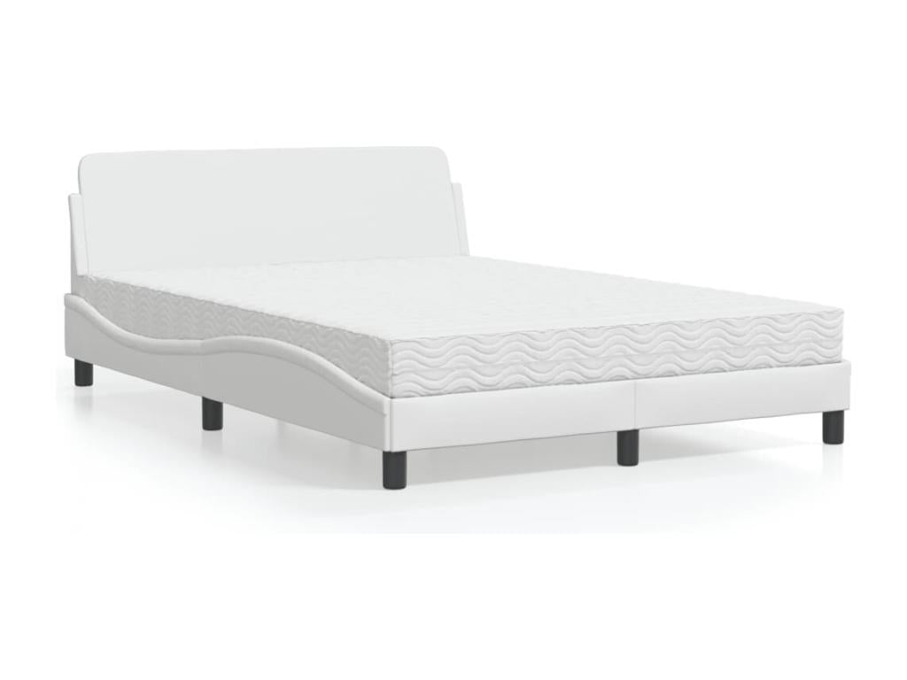 Bed with white mattress 140x190 cm faux leather