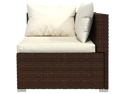 2-seater sofa with cushions, brown, woven resin