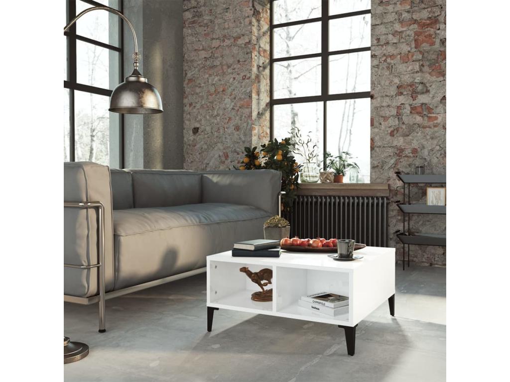 Coffee table, glossy white, 60x60x30 cm, chipboard