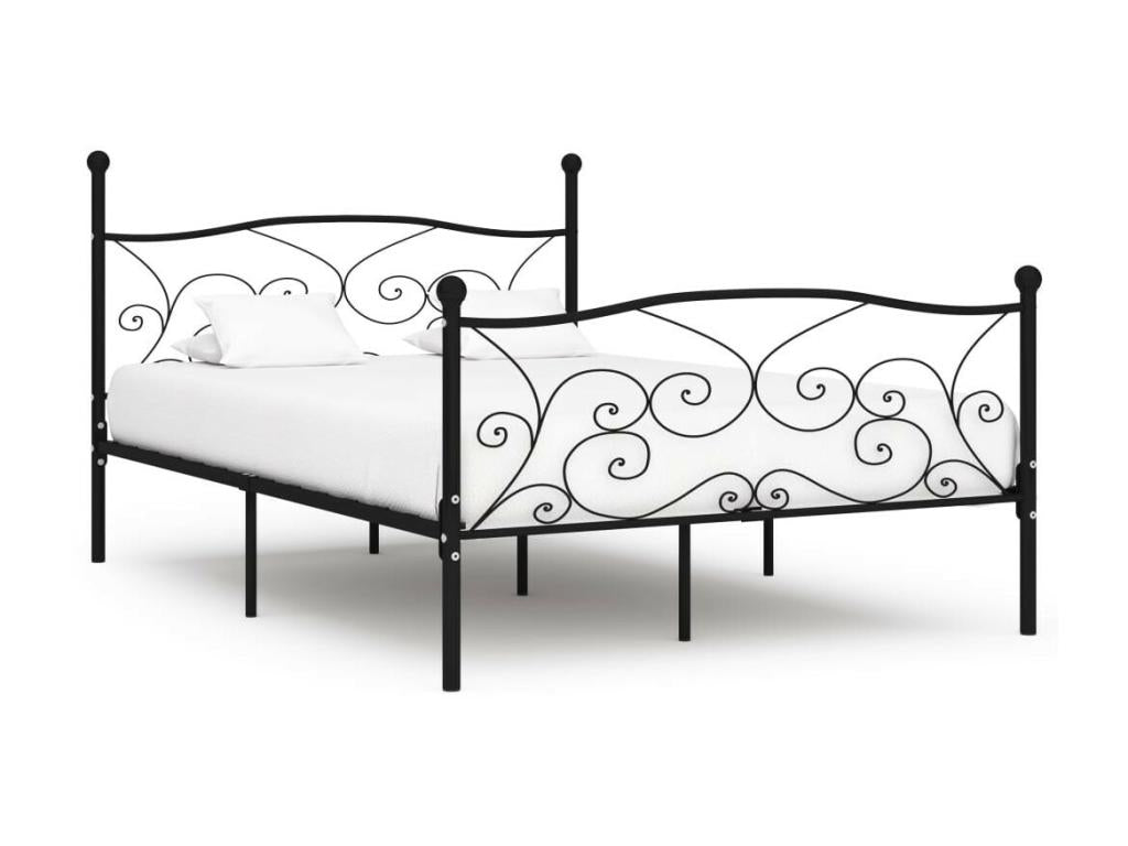 Homzora Black Metal Bed and Slatted Base 120x200