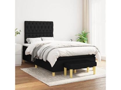 Upholstered bed base with mattress, black, 120x200 cm, fabric