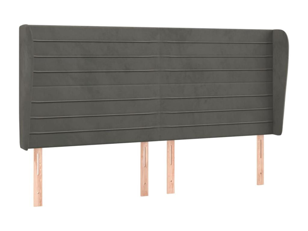 Headboard with wings, Dark Grey, 183x23x118-128 cm, Velvet