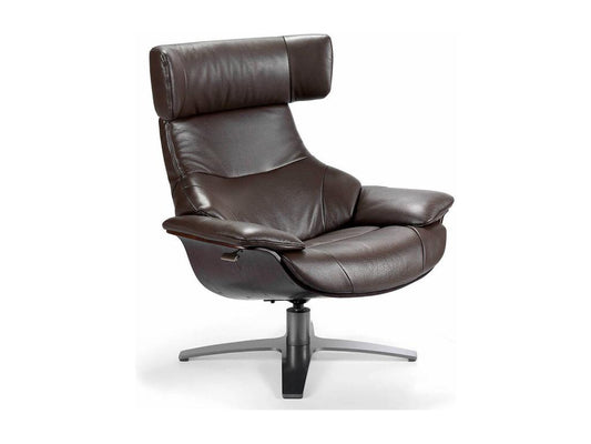 Doucezen leather swivel armchair with folding backrest mechanism - Doucezen Leather Color: Navy