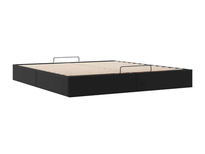 Ottoman bed frame without mattress, black, 160x200 cm, faux leather