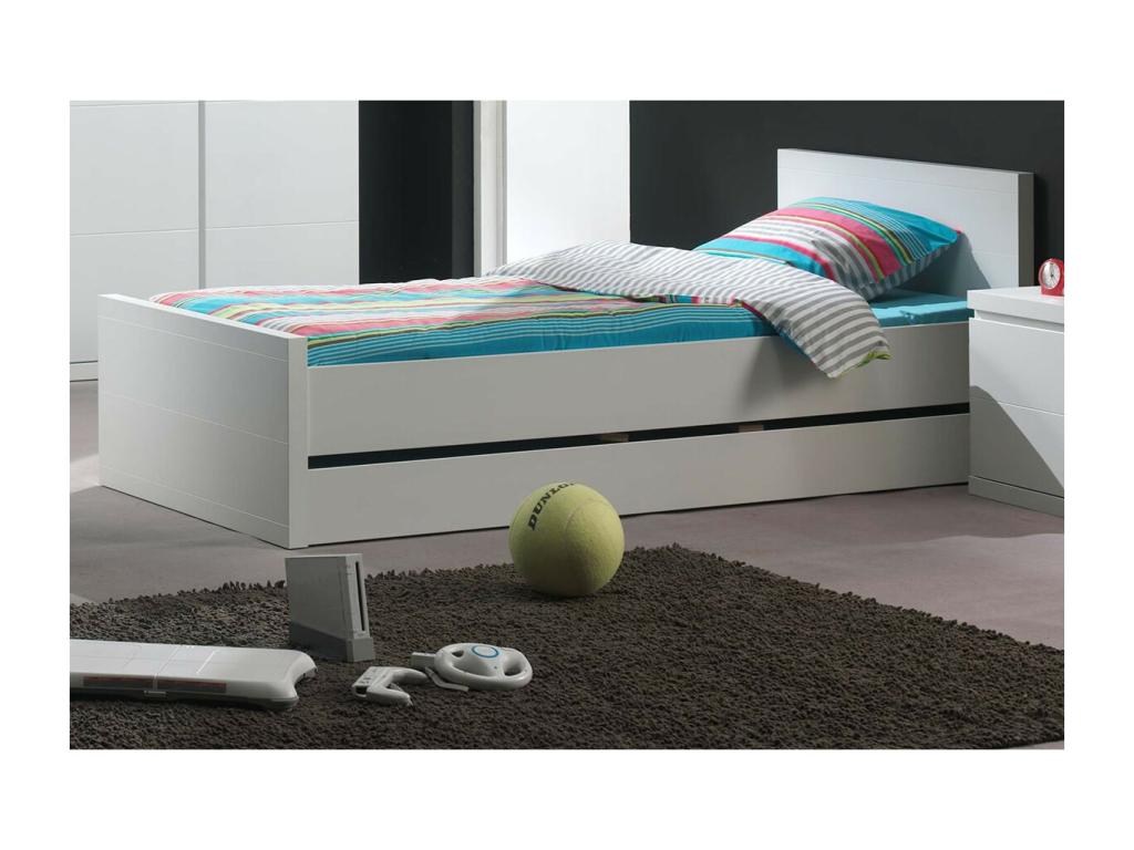 Doucezen - 90x200cm Bed with White Lacquered Bed Drawer