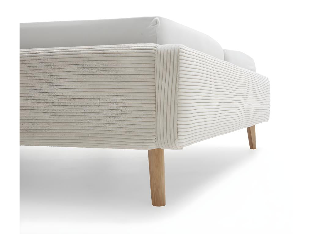 Upholstered adult bed 180x200cm with beige corduroy headboard -L- 200 xW- 218 xH- 105cm