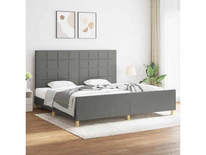 Dark grey bed frame without mattress, 200x200 cm, fabric