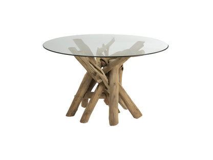 Round dining table in driftwood/glass - Doucezen