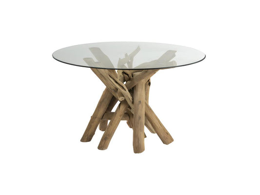 Round dining table in driftwood/glass - Doucezen