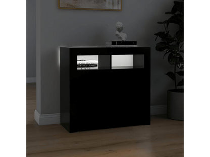 Buffet with LED lighting, black, 80x35x75 cm