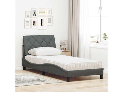 Bed with dark grey mattress 80x200 cm fabric