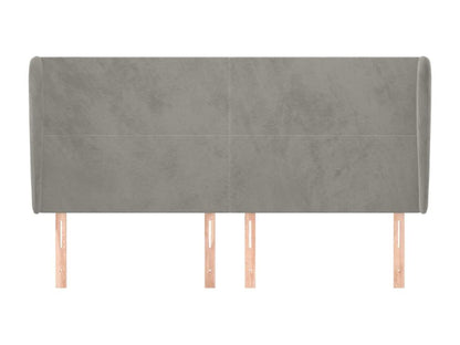 Headboard with wings, light grey, 203x23x118/128 cm, velvet