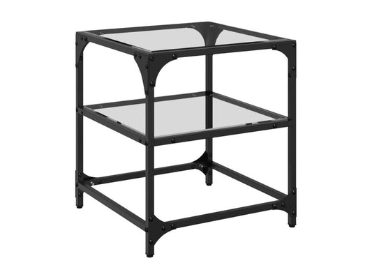 Coffee tables with transparent glass tops, 2 pieces, steel