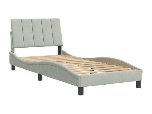Light grey velvet bed frame (mattress not included) 90x200 cm