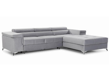Doucezen 280cm Right-Hand Corner Sofa Bed in Light Grey Fabric with Adjustable Headrests