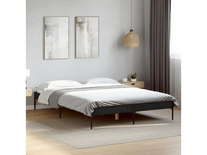 Black bed frame 140x190 cm engineered wood and metal