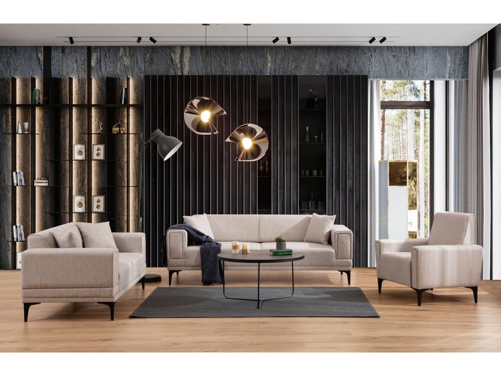 Vertice 3-seater convertible sofa in Doucezen canvas fabric