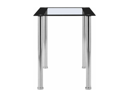 Black and transparent dining table, 120x60x75 cm, tempered glass