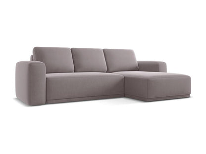 Right-hand corner sofa bed in velvet - lavender - Homzora