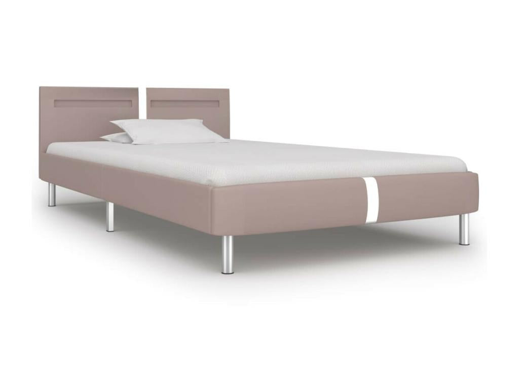Bed with LED Cappuccino Faux Leather 90x200 2