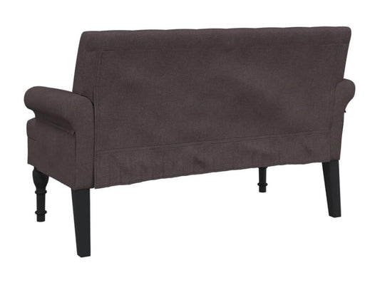 Bench with dark brown backrest, 120x62x75.5 cm, fabric