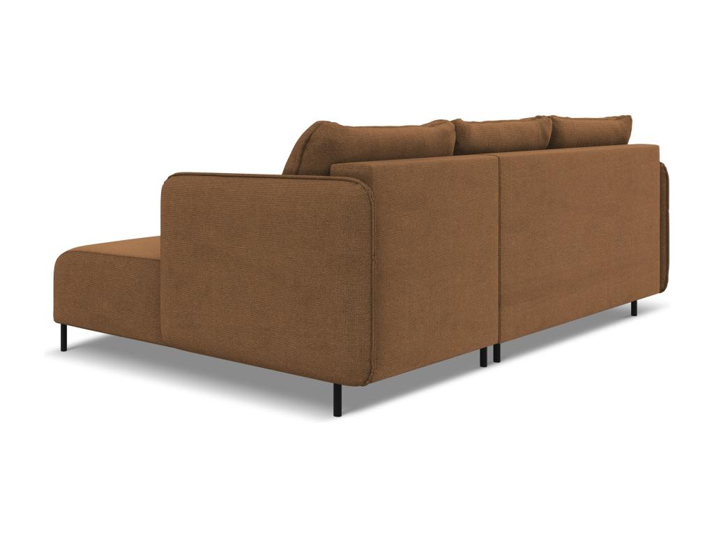 Right-hand corner sofa bed in textured fabric - terracotta - Doucezen