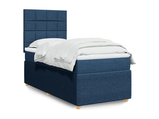 Doucezen bed base with blue mattress 90x190 cm fabric