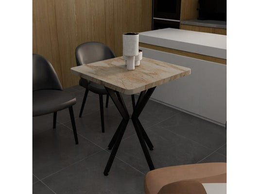 Doucezen table, marble, wood, melamine-black metal, 70x70x75 cm