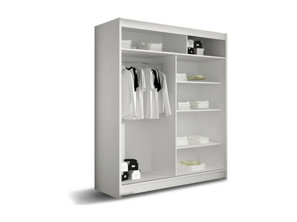 Homzora 110 White Wardrobe 200x150x58cm Sliding Wardrobe Doors