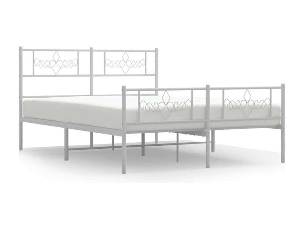 Metal bed frame with white headboard/footboard 120x200cm