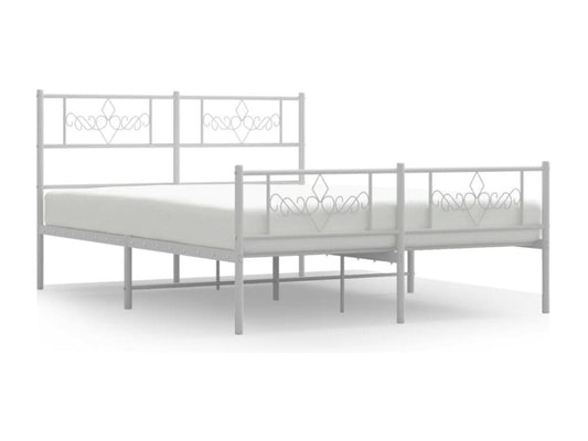Metal bed frame with white headboard/footboard 120x200cm