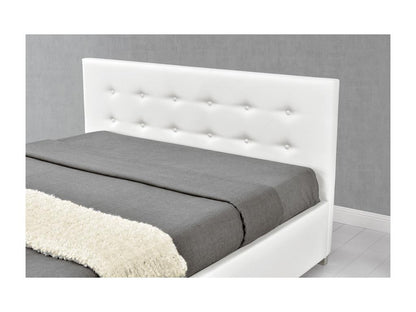 White upholstered bed frame with integrated storage compartment 160x200 cm NEWINGTON