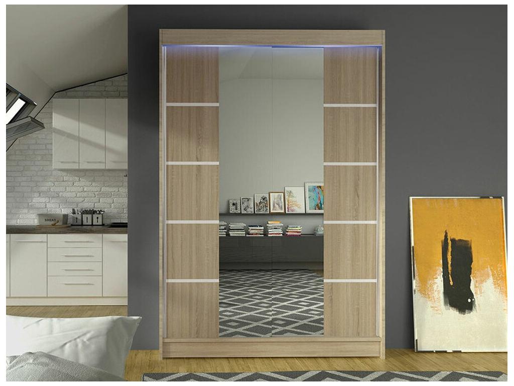 Homzora 151 Wardrobe, Homzora Oak, 200x120x58cm, Sliding Wardrobe Doors