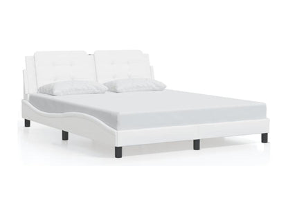 White faux leather bed frame (160x200 cm) without mattress