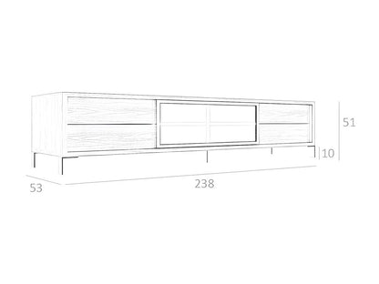 TV stand in walnut and chrome-plated steel 3044 Homzora