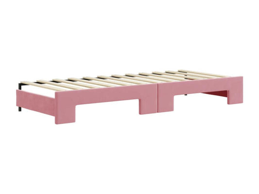 Daybed with trundle and drawers, pink, 80x200 cm, velvet
