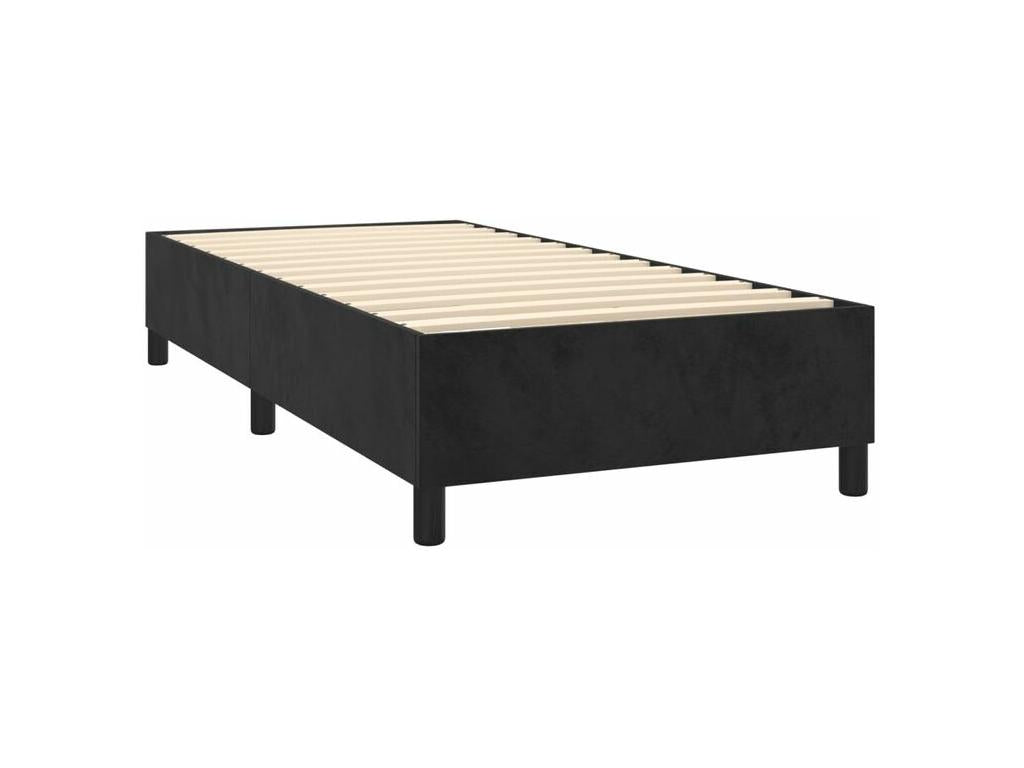 Homzora bed base with mattress and LED, Black 90x200 Velvet