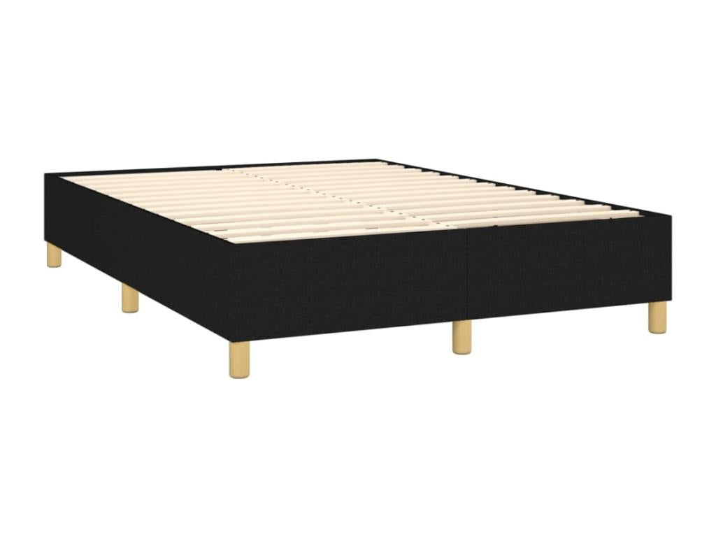Upholstered bed base with mattress, black, 140x200 cm, fabric