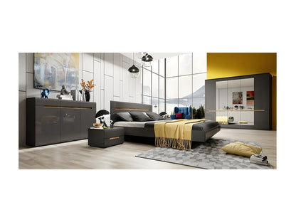 Designer adult bed 180x200 Homzora collection - Grey and oak colour.
