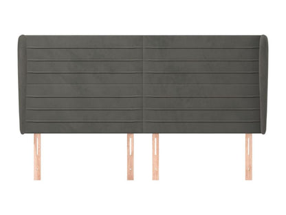 Headboard with wings, Dark Grey, 183x23x118-128 cm, Velvet