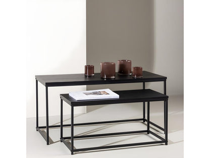 Staal - Set of 2 nesting coffee tables in wood and metal - Black