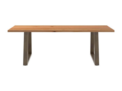 Rectangular light brown solid oak wood dining table
