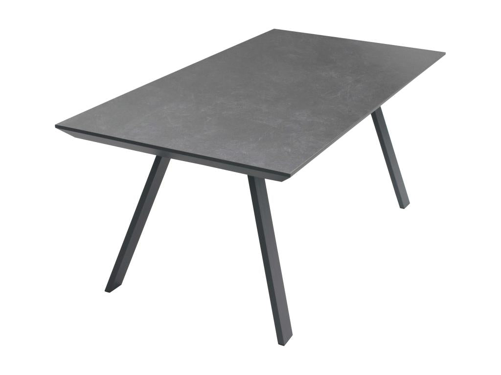 Set of rectangular grey garden table and 8 grey chairs