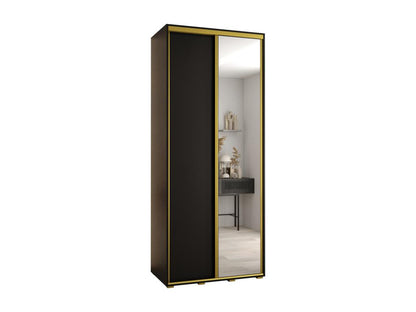 Homzora 3 Sliding Door Wardrobe 235.2/110/45 2 Doors Black/Black/Gold